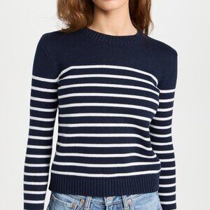 NWOT Denimist Striped Navy Pullover Sweater, Size Small